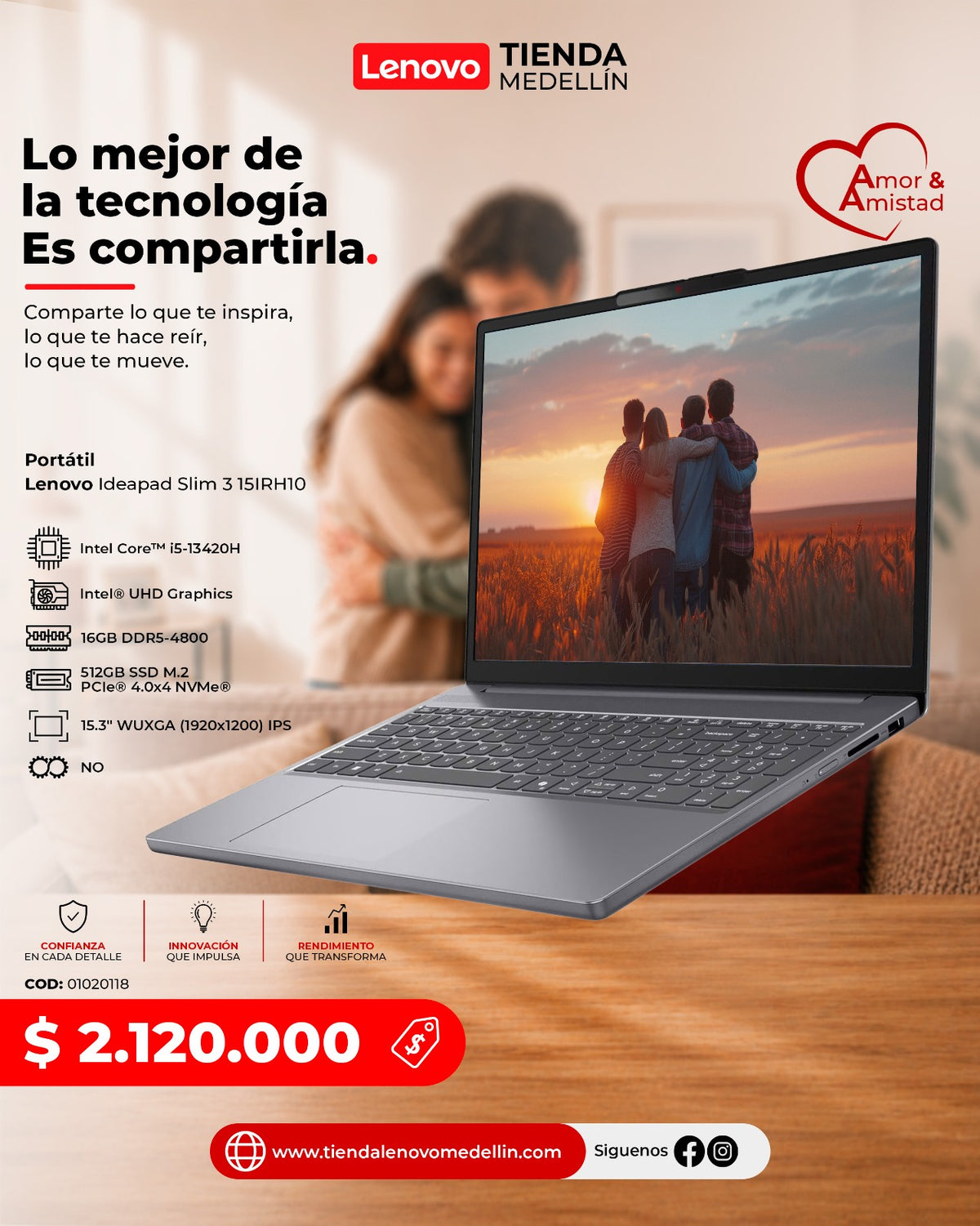 Portátil Lenovo IdeaPad Slim 3 15IRH10 CI5 13420H