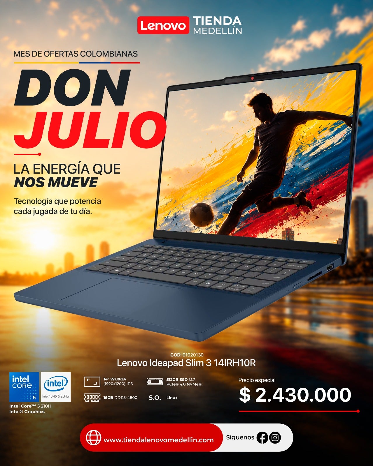 Portátil Lenovo IdeaPad Slim 3 14IRH10R Core 5 210H
