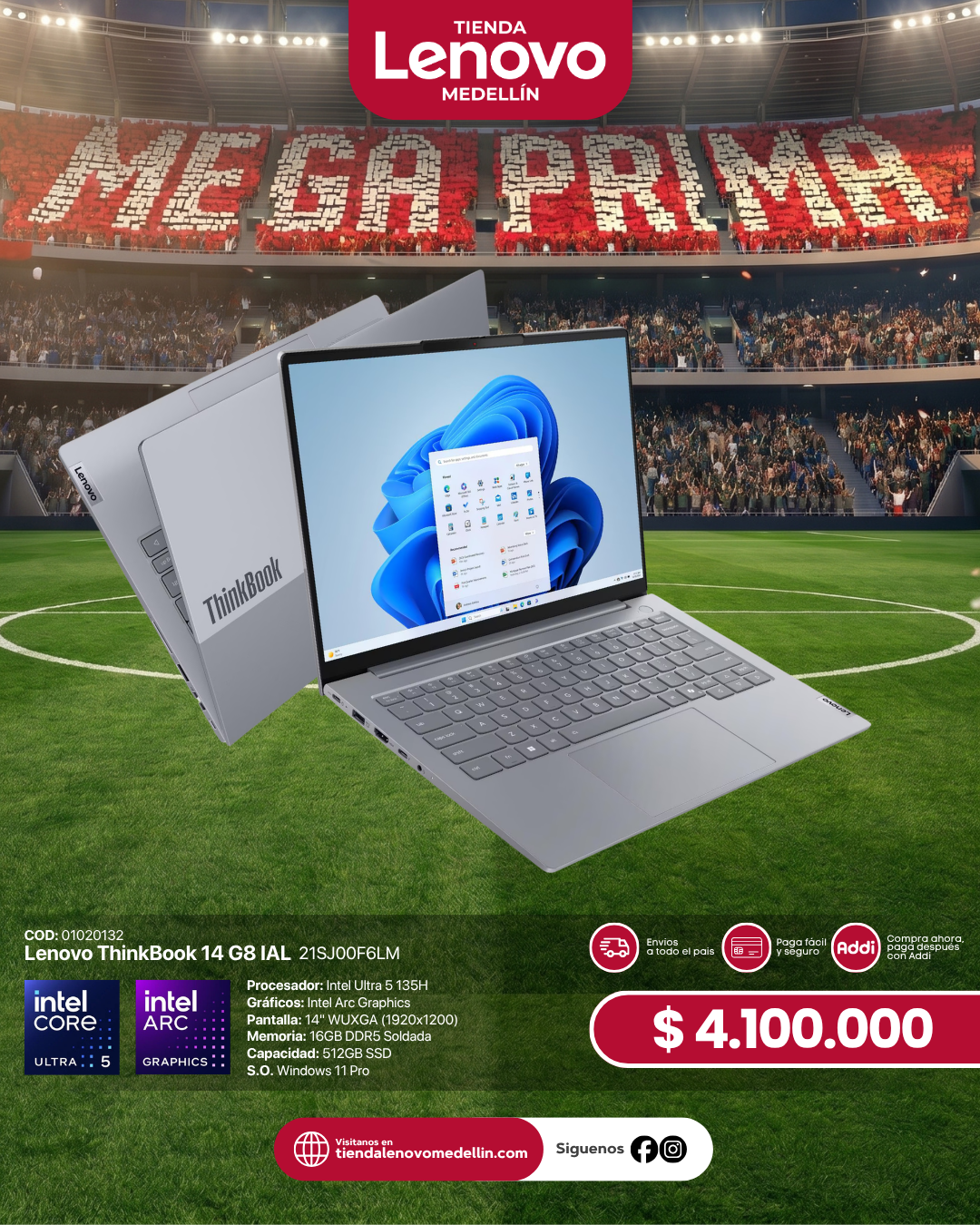 Portátil Lenovo ThinkBook 14 G8 IAL Ultra 5 135H