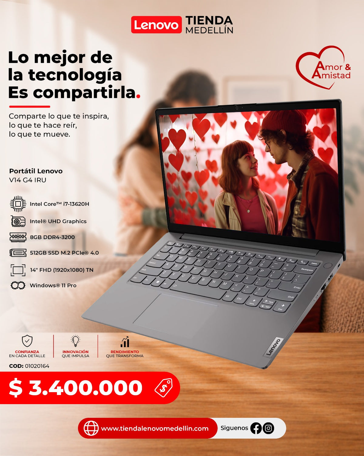 Portátil Lenovo V14 G4 IRU CI7 13620H