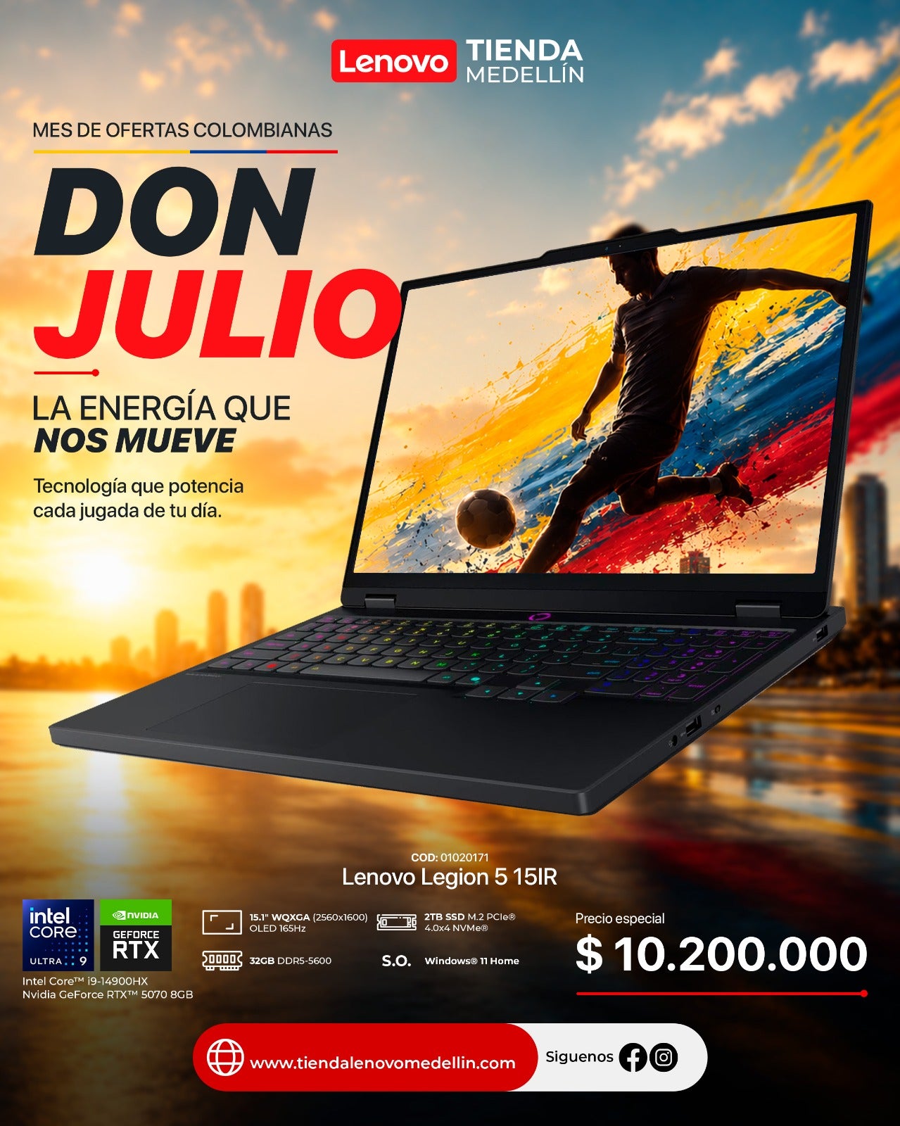 Portátil Lenovo Legion 5 15IRX10 CI9 14900HX