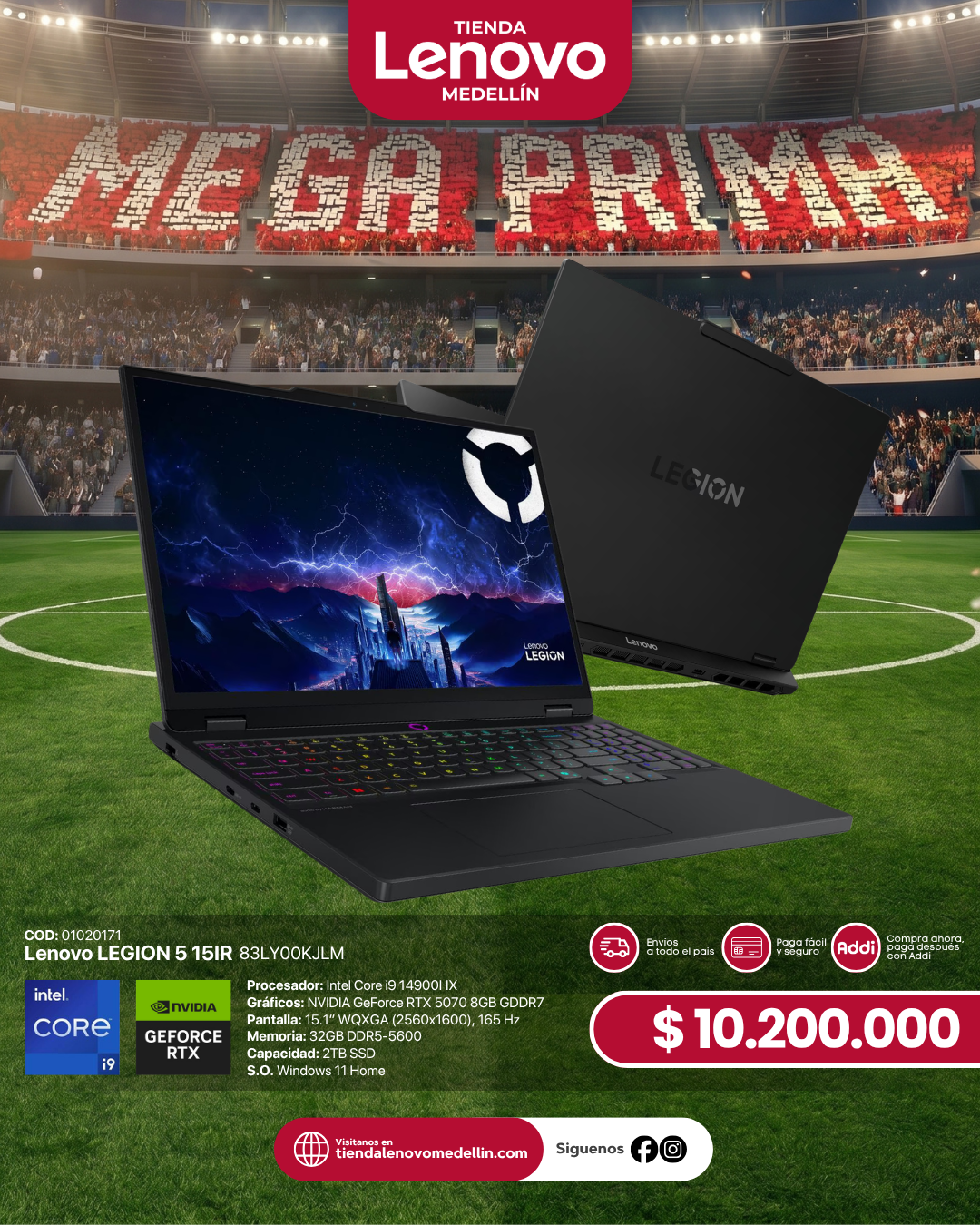 Portátil Lenovo Legion 5 15IRX10 CI9 14900HX