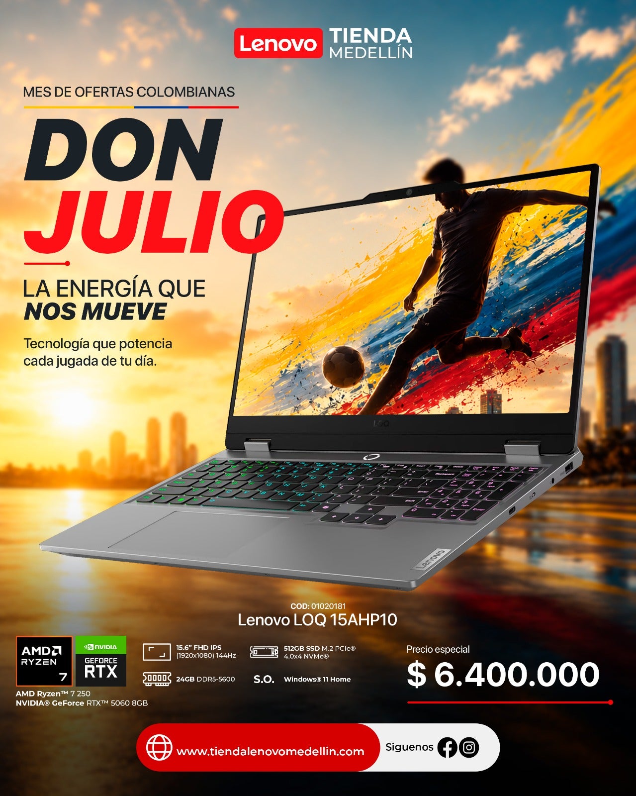 Portátil Lenovo LOQ 15AHP10 Ryzen 7 250