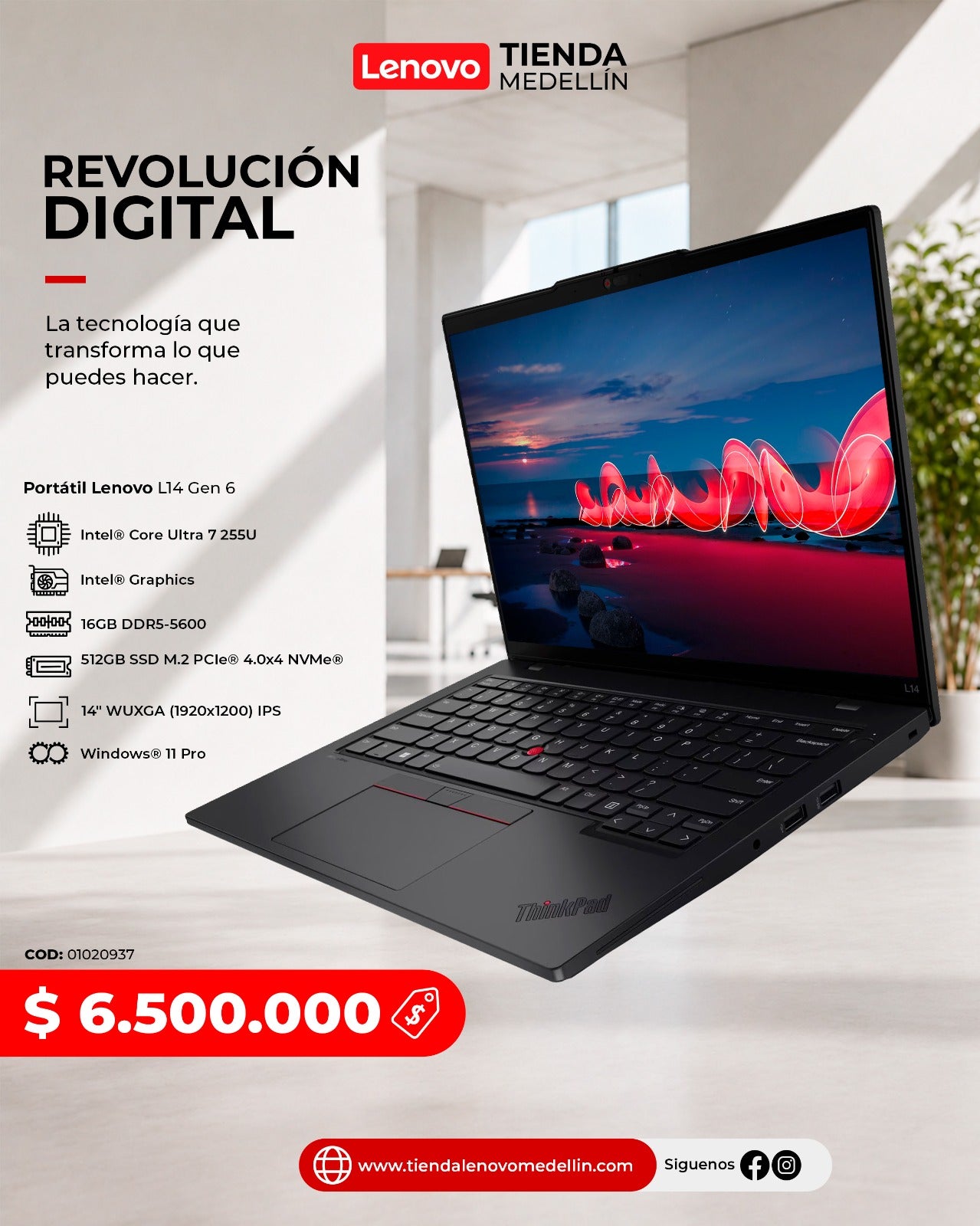 Portátil Lenovo ThinkPad L14 Gen 6 Ultra 7 255U
