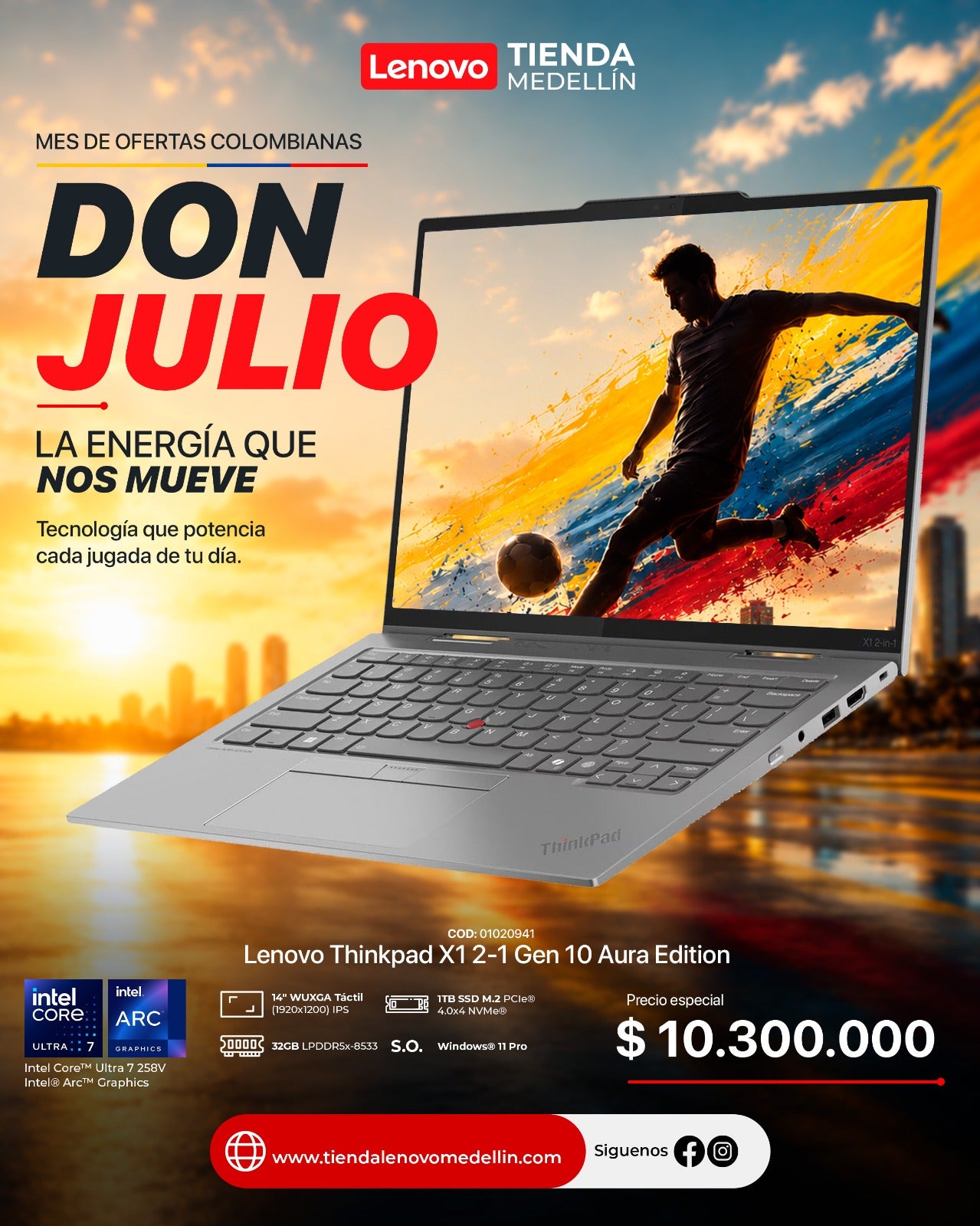 Portátil Lenovo ThinkPad X1 2-1 Gen 10 Aura Edition Ultra 7 258V
