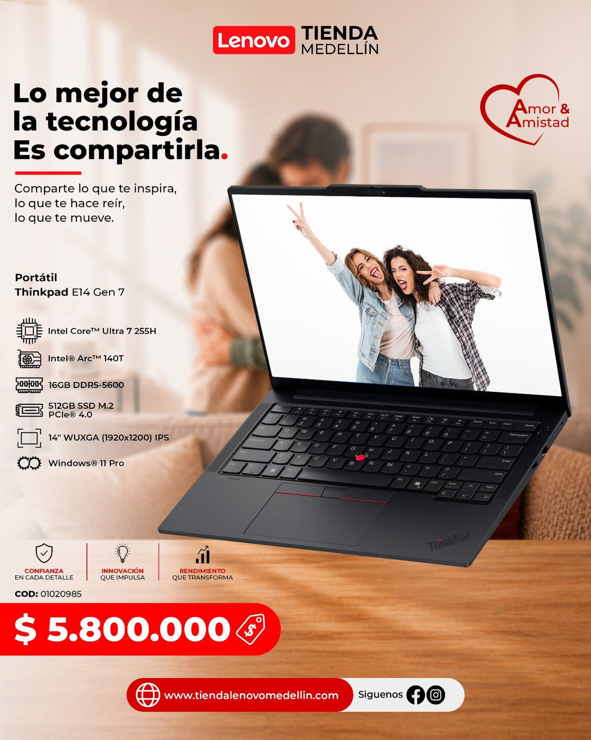Portátil Lenovo ThinkPad E14 Gen7 Ultra 7 255H