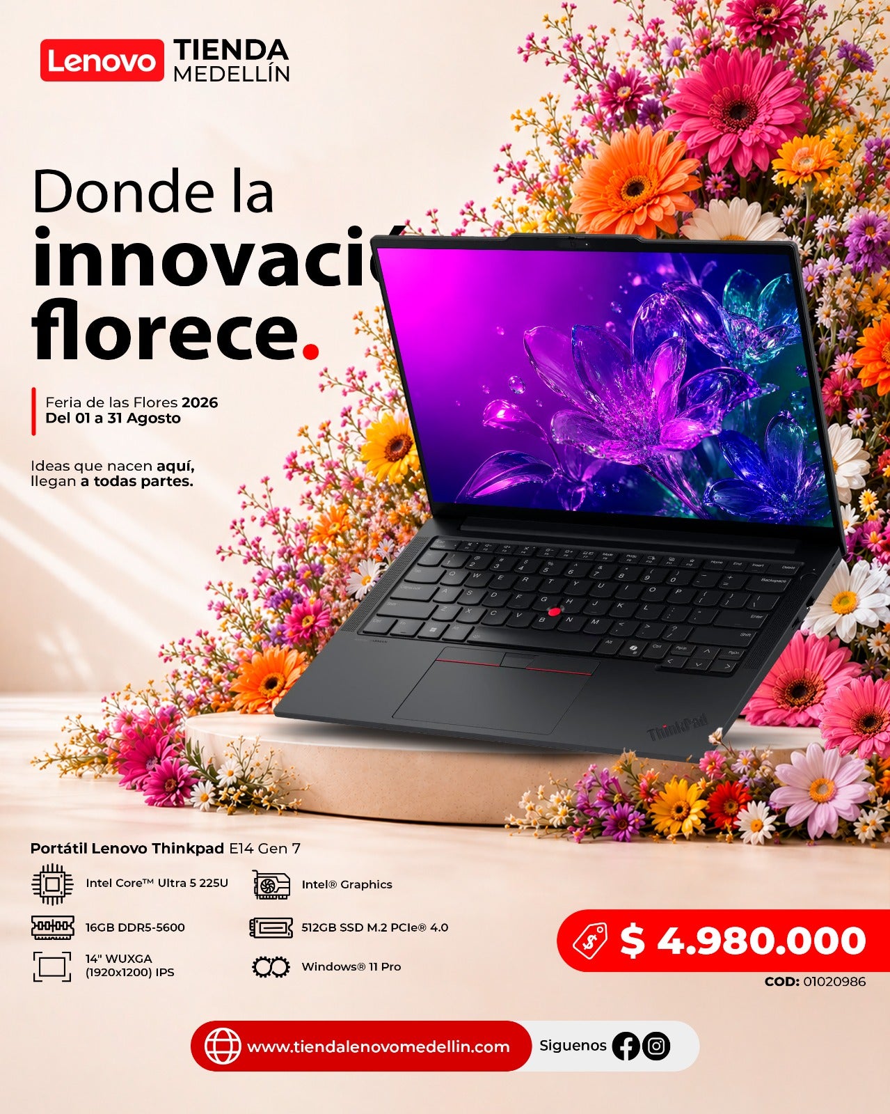 Portátil Lenovo ThinkPad E14 Gen 7 Ultra 5 225U