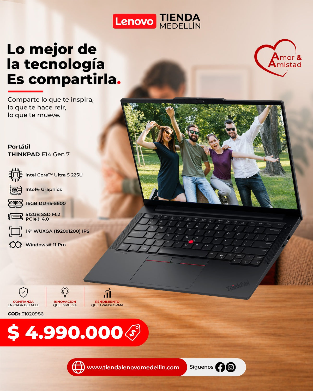 Portátil Lenovo ThinkPad E14 Gen 7 Ultra 5 225U