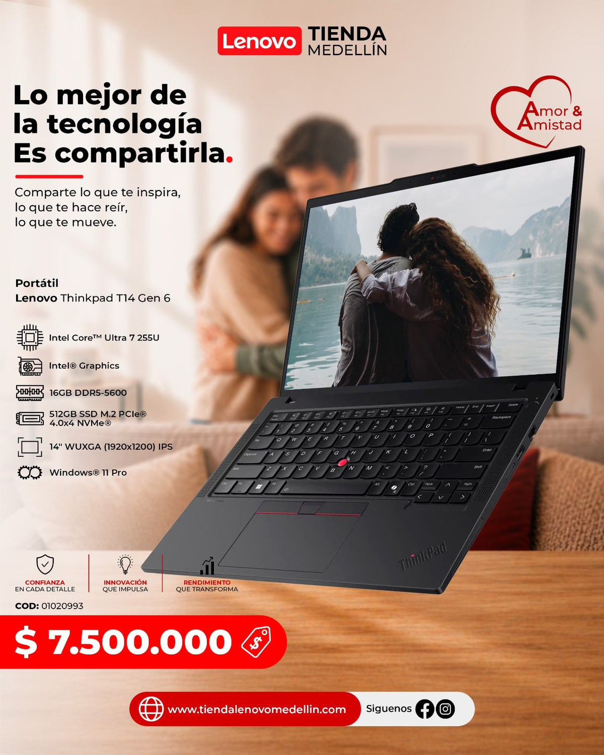 Portátil Lenovo ThinkPad T14 Gen6 Ultra 7 255U