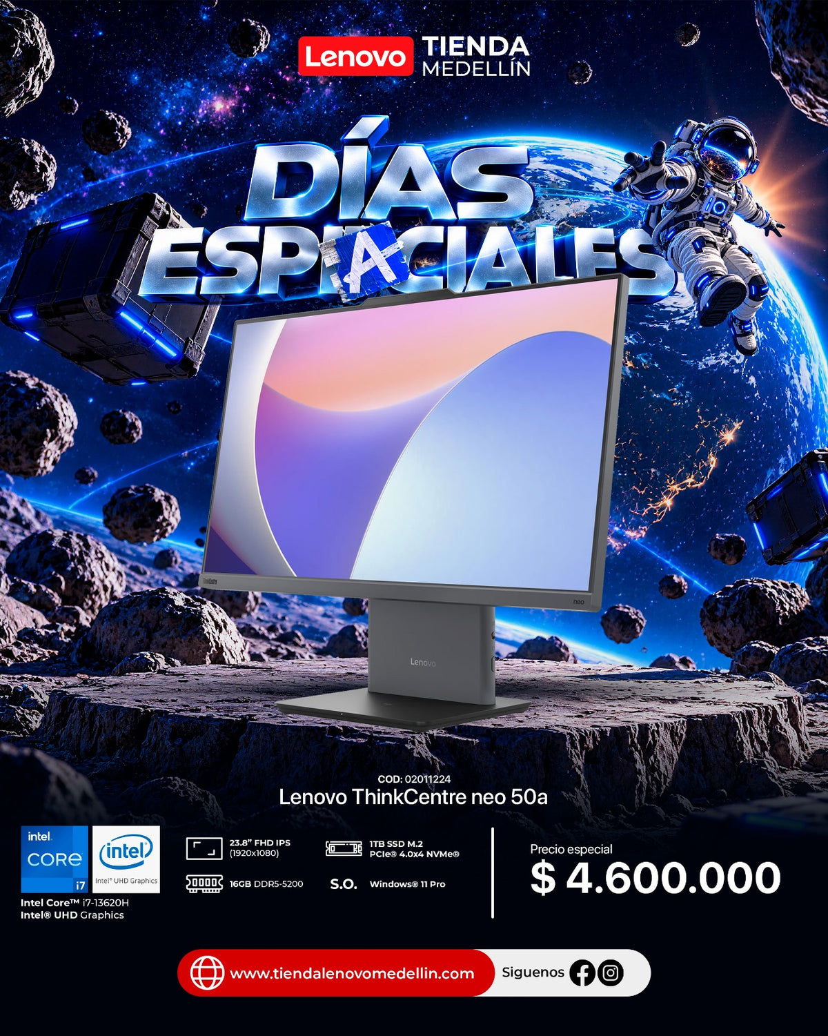 Computador Lenovo ThinkCentre AIO neo 50a Gen 5 CI7 13620H