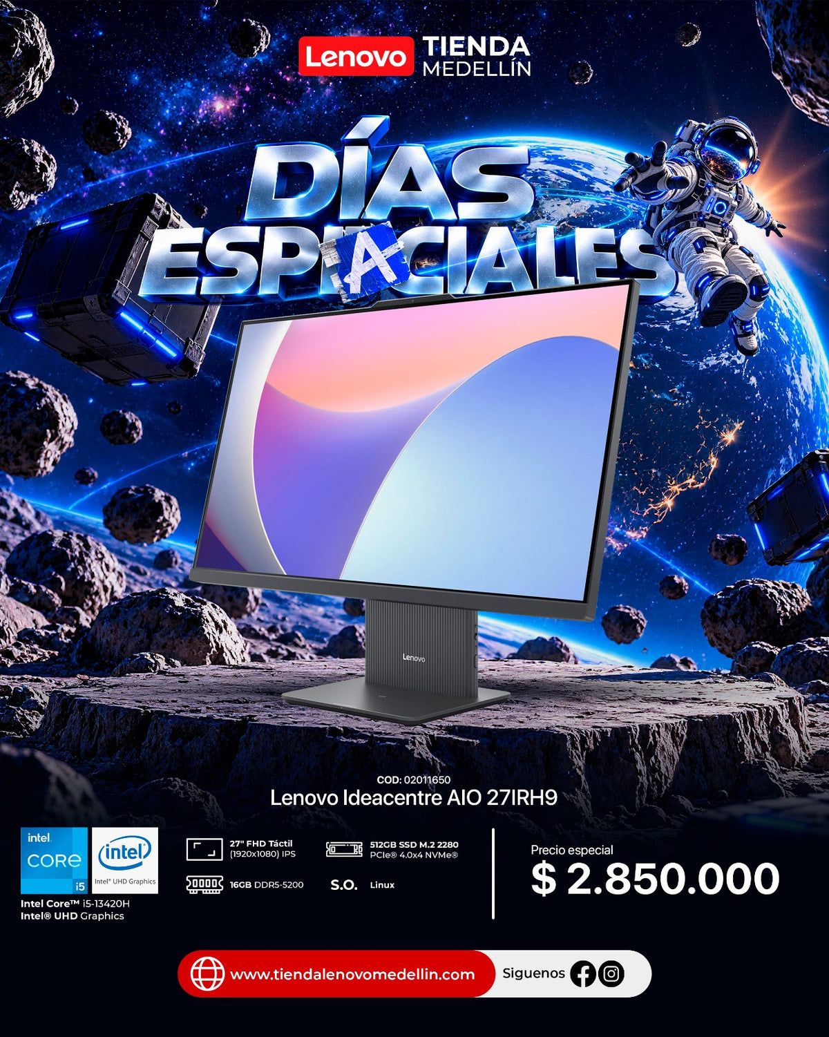 Computador Lenovo IdeaCentre AIO 27IRH9 CI5 13420H