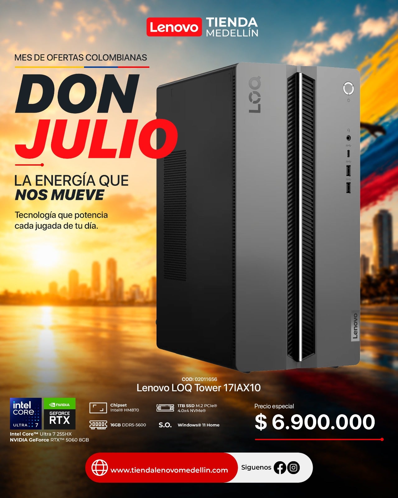 Computador Lenovo LOQ Tower 17IAX10 Ultra 7 255HX