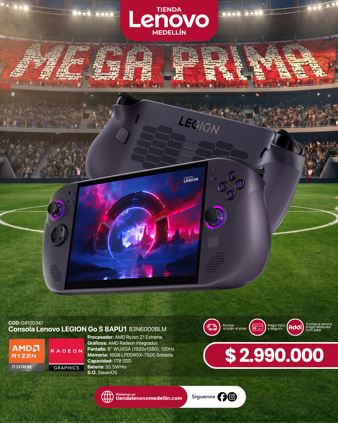 Consola Lenovo Legion Go S 8APU1 Ryzen Z1 Extreme