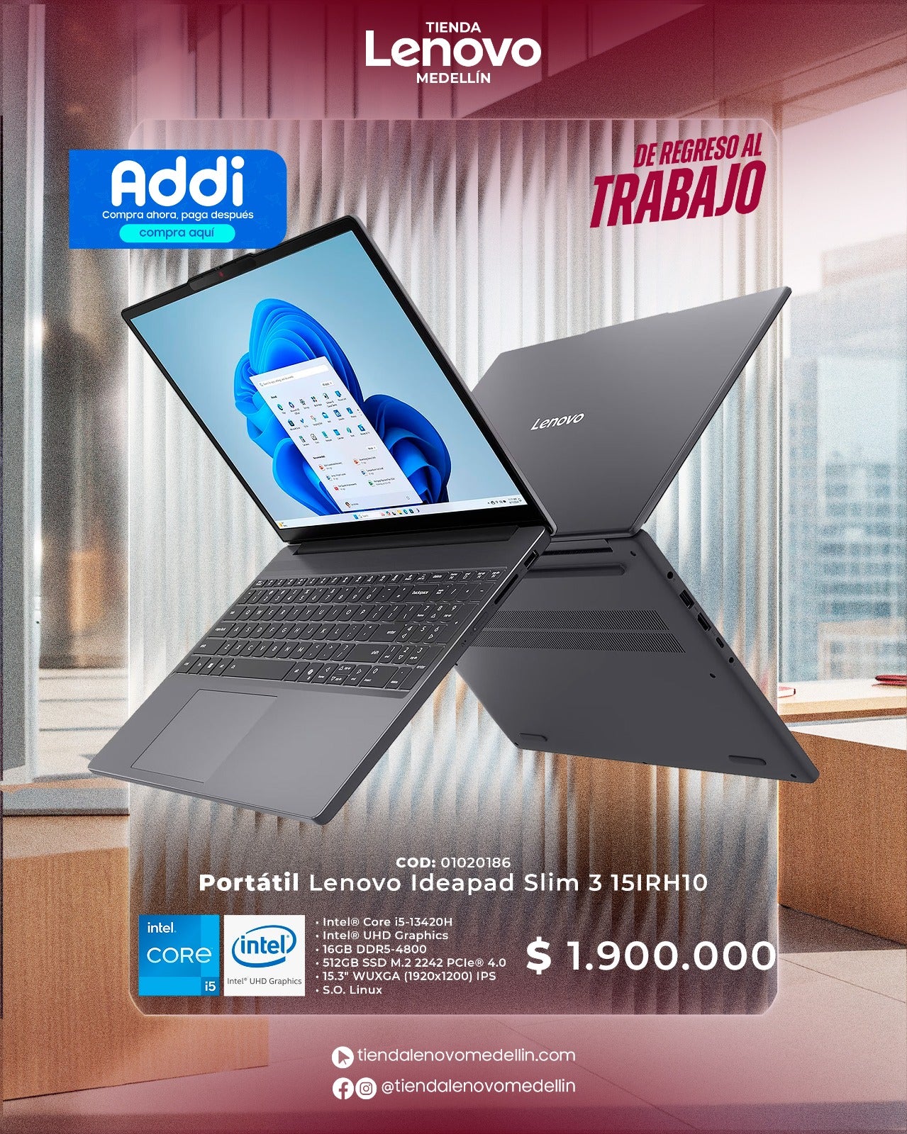 Portátil Lenovo IdeaPad Slim 3 15IRH10 CI5 13420H