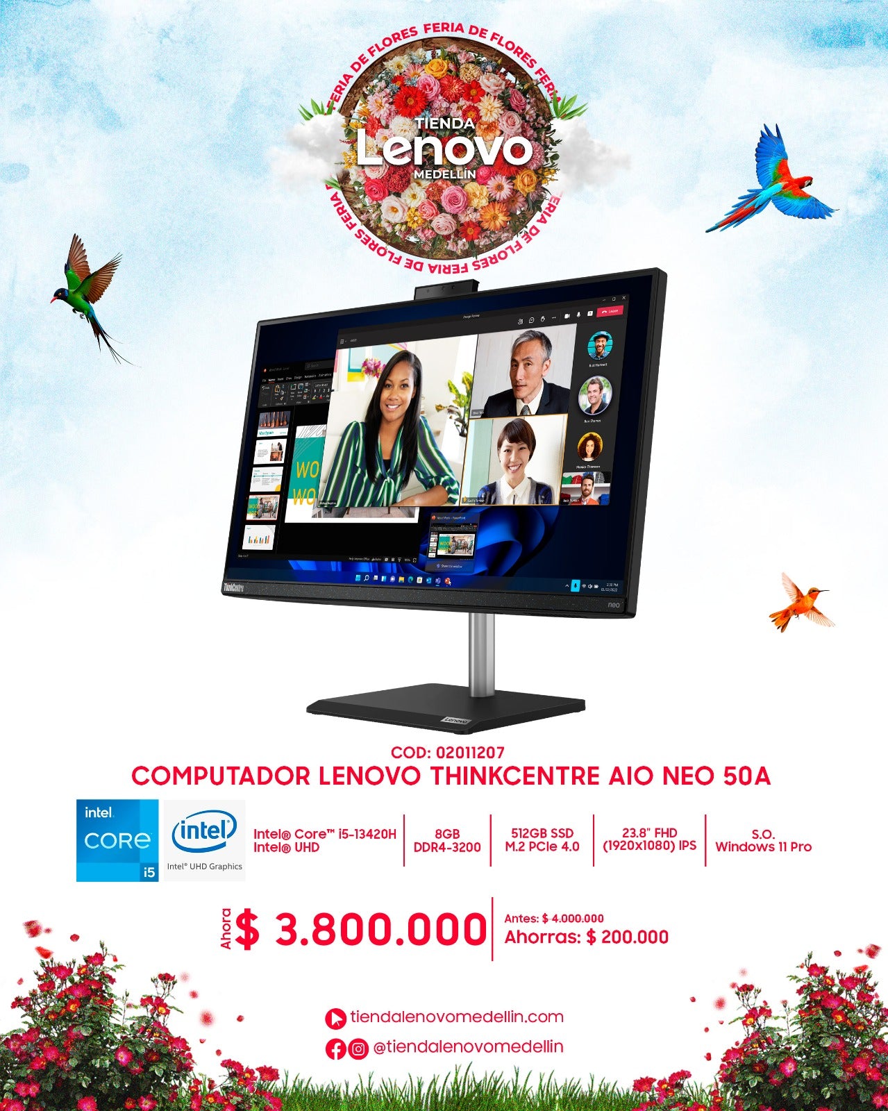 Computador Lenovo ThinkCentre AIO neo 30a 24 CI5 13420H