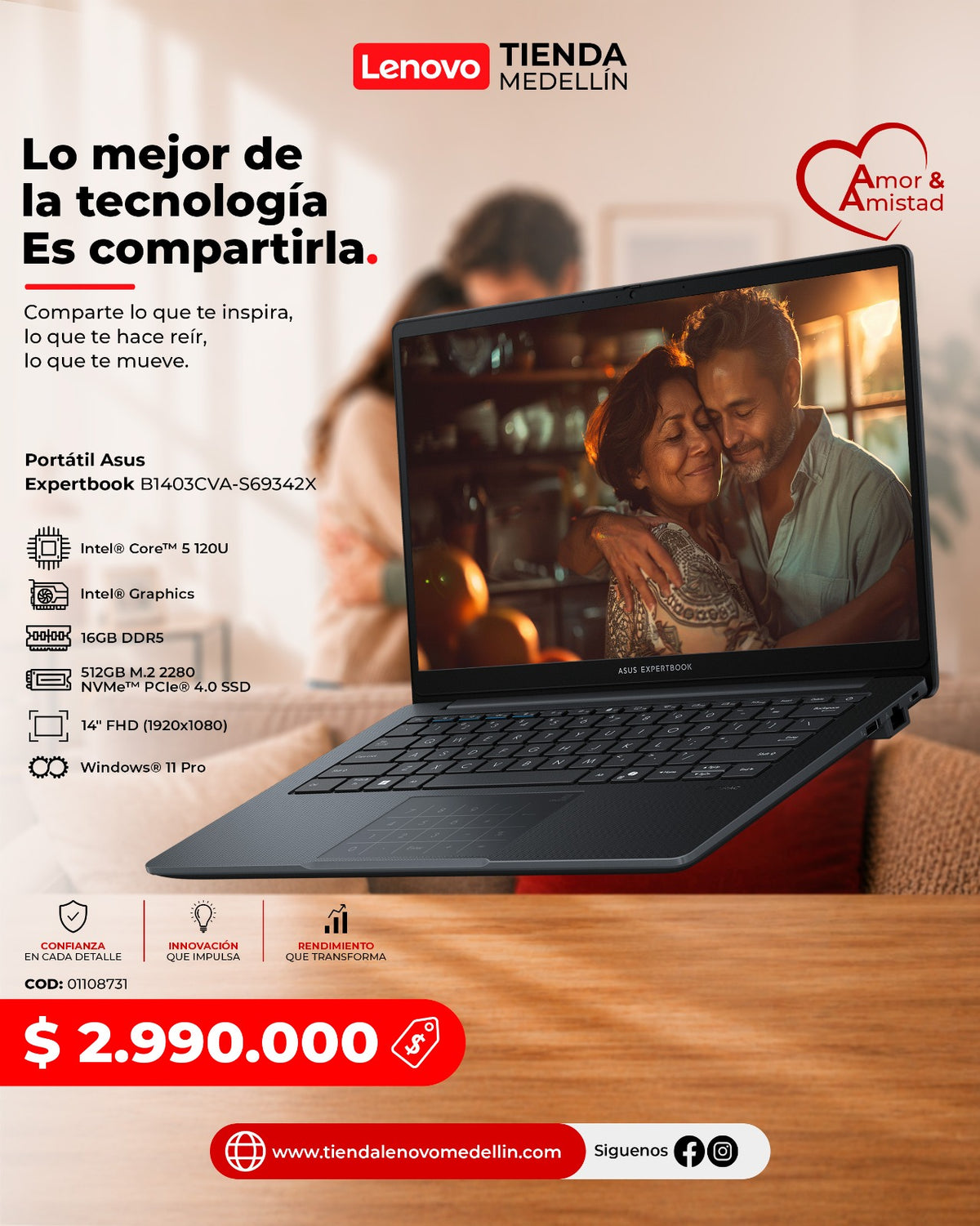 Portátil Asus ExpertBook Core 5 120U