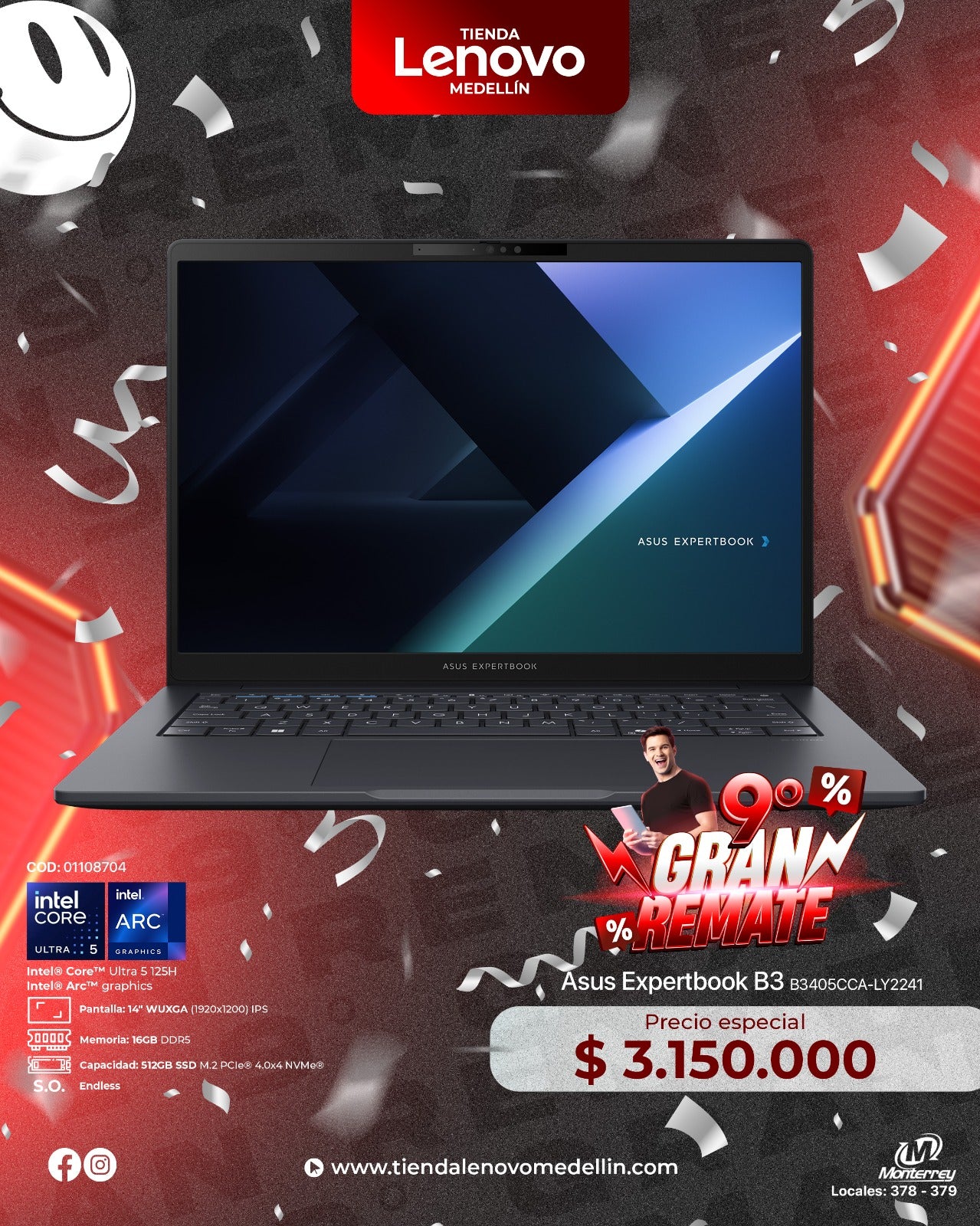 Portátil Asus ExpertBook B3 Ultra 5 125H