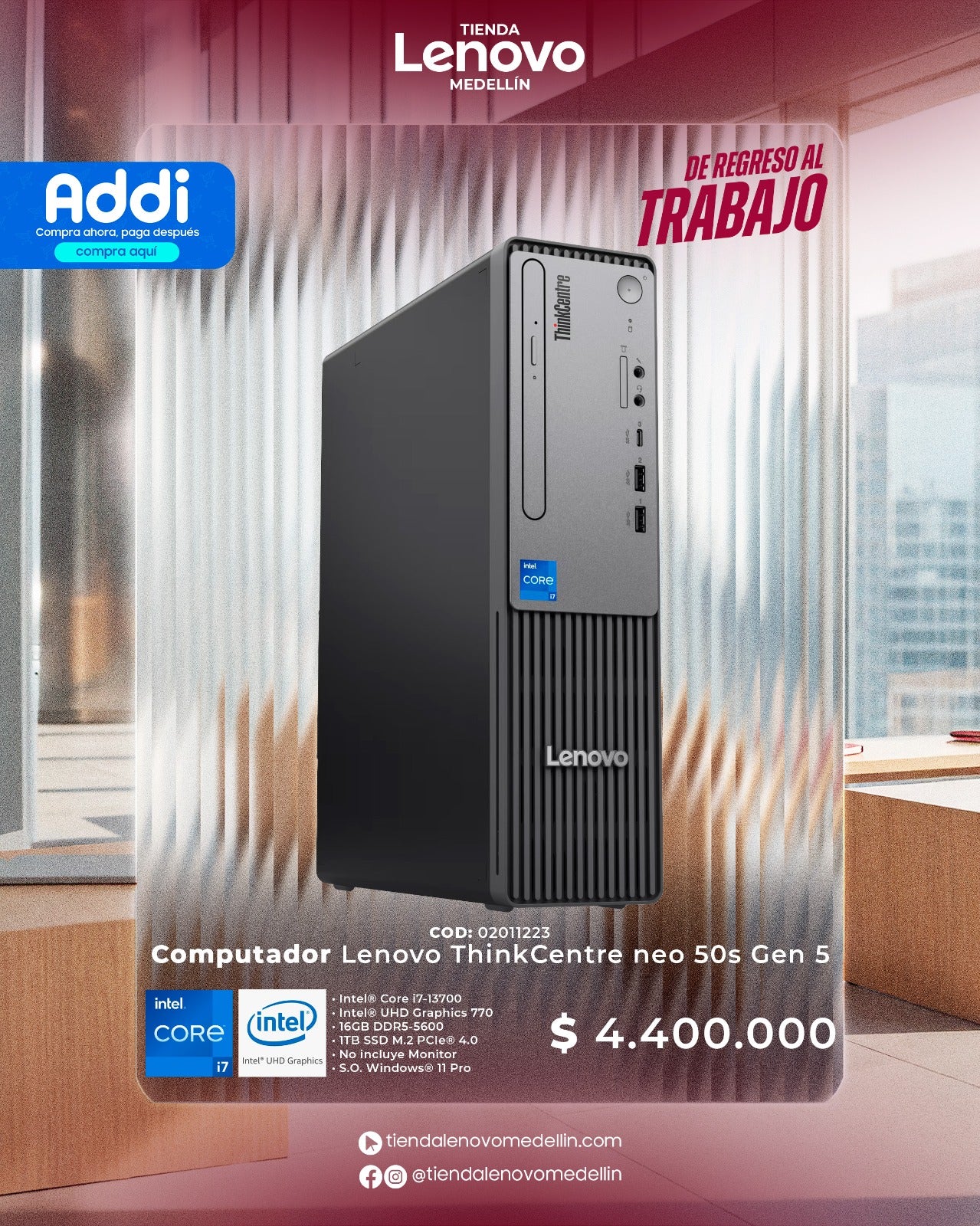 Computador Lenovo ThinkCentre SFF neo 50s CI7 13700