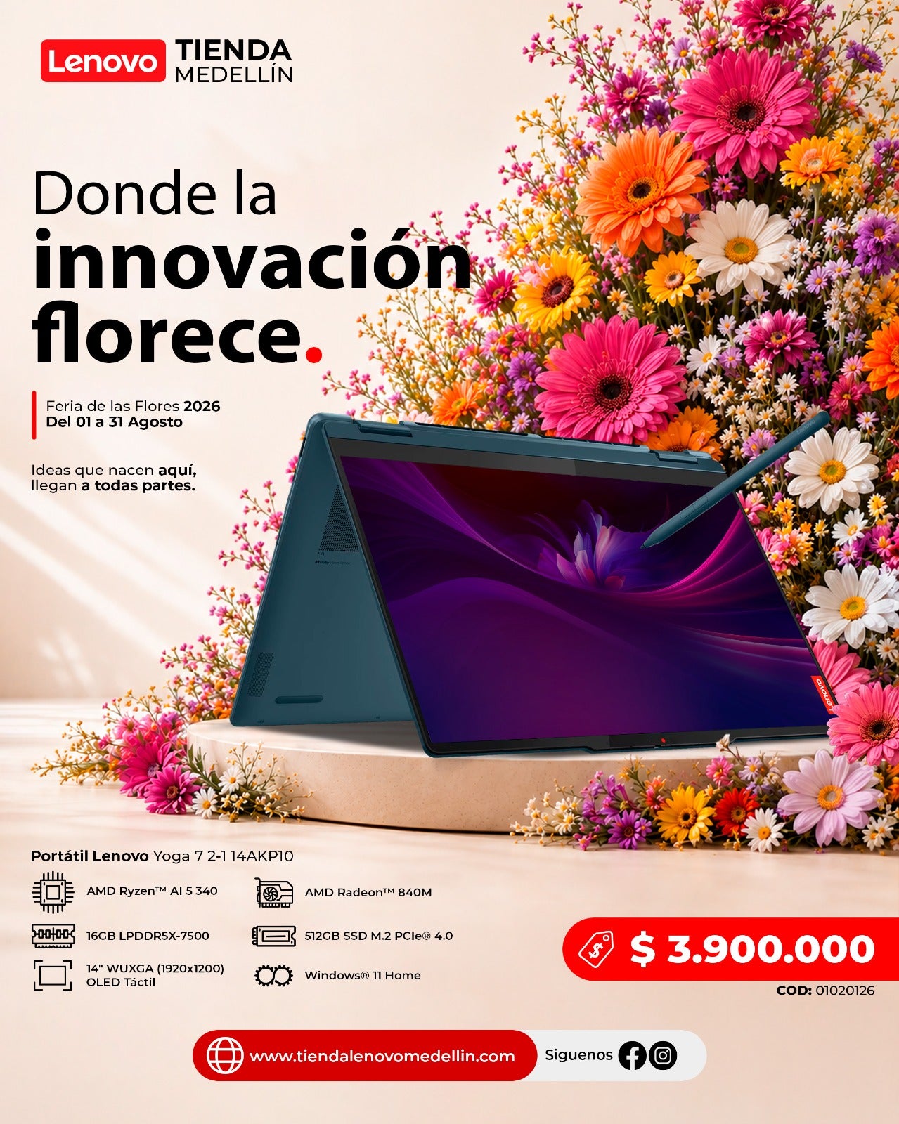 Portátil Lenovo Yoga 7 2-1 14AKP10 Ryzen AI 5 340