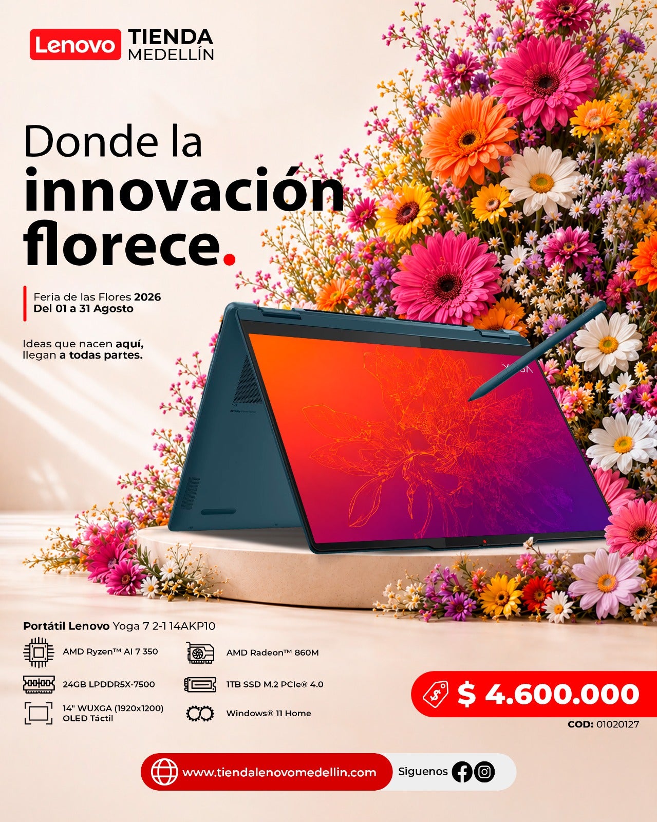 Portátil Lenovo Yoga 7 2-1 14AKP10 Ryzen AI 7 350