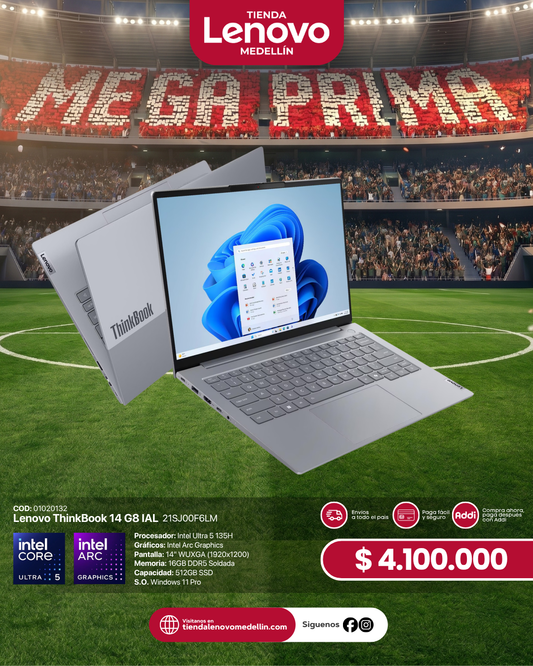 Portátil Lenovo ThinkBook 14 G8 IAL Ultra 5 135H