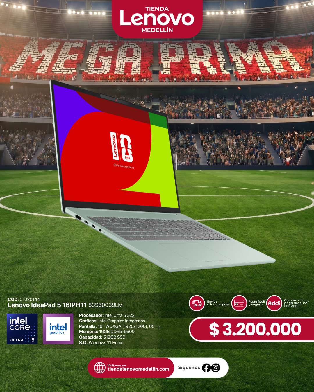 Portátil Lenovo IdeaPad Slim 5 16IPH11 Ultra 5 322