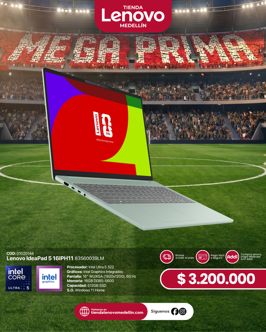Portátil Lenovo IdeaPad Slim 5 16IPH11 Ultra 5 322