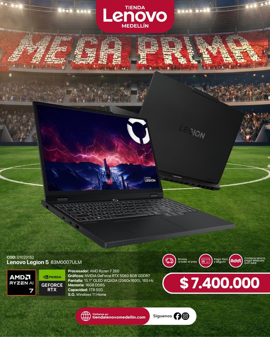 Portátil Lenovo Legion 5 Ryzen 7 260