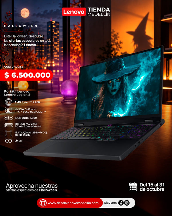 Portátil Lenovo Legion 5 Ryzen 7 260