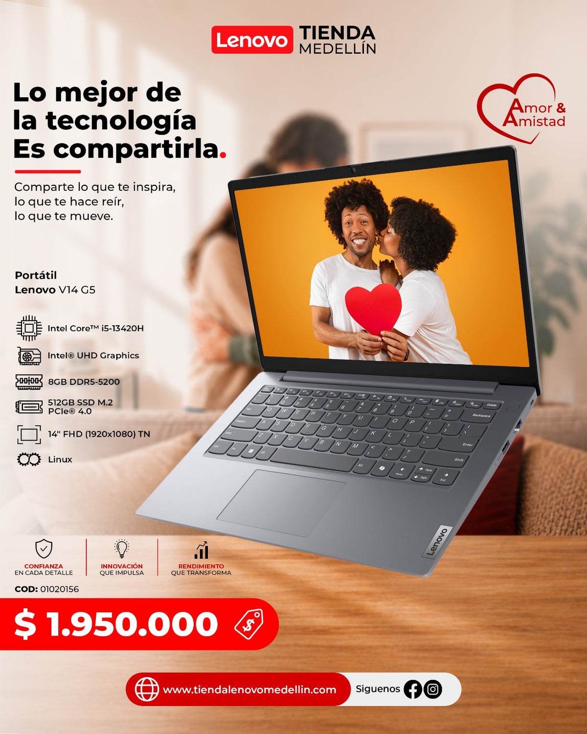 Portátil Lenovo V14 G5 CI5 13420H