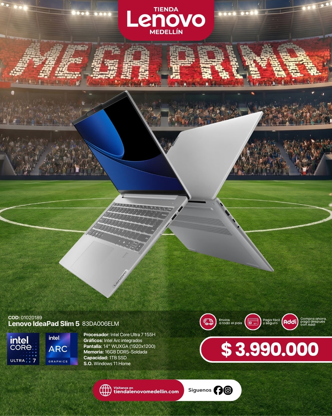 Portátil Lenovo IdeaPad Slim 5 Ultra 7 155H