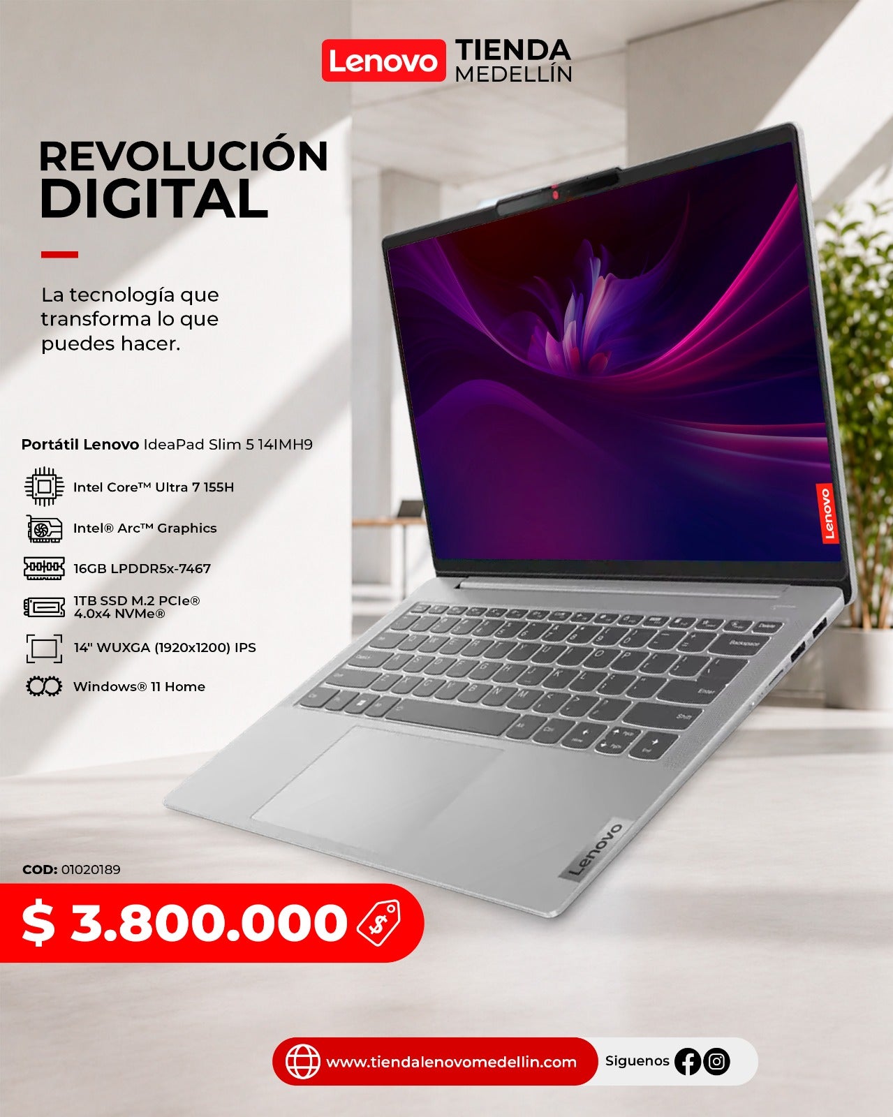 Portátil Lenovo IdeaPad Slim 5 Ultra 7 155H