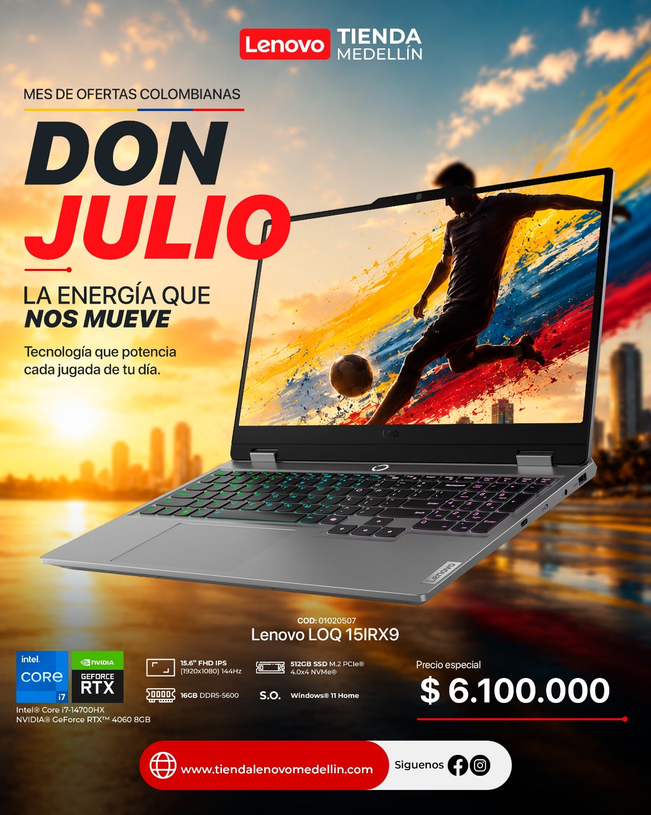 Portátil Lenovo LOQ Gaming CI7 14700HX