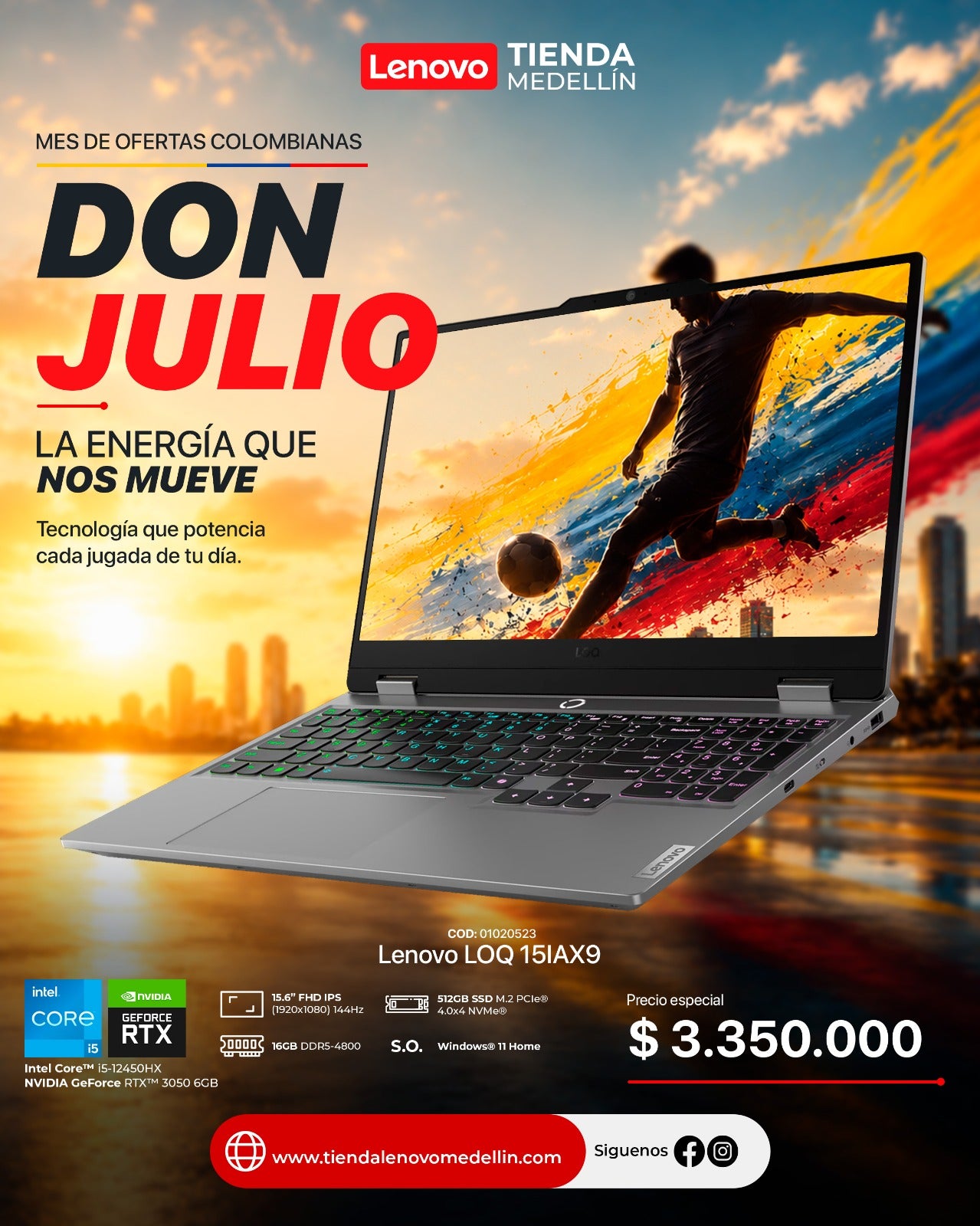 Portátil Lenovo LOQ Gaming 15IAX9 CI5 12450HX