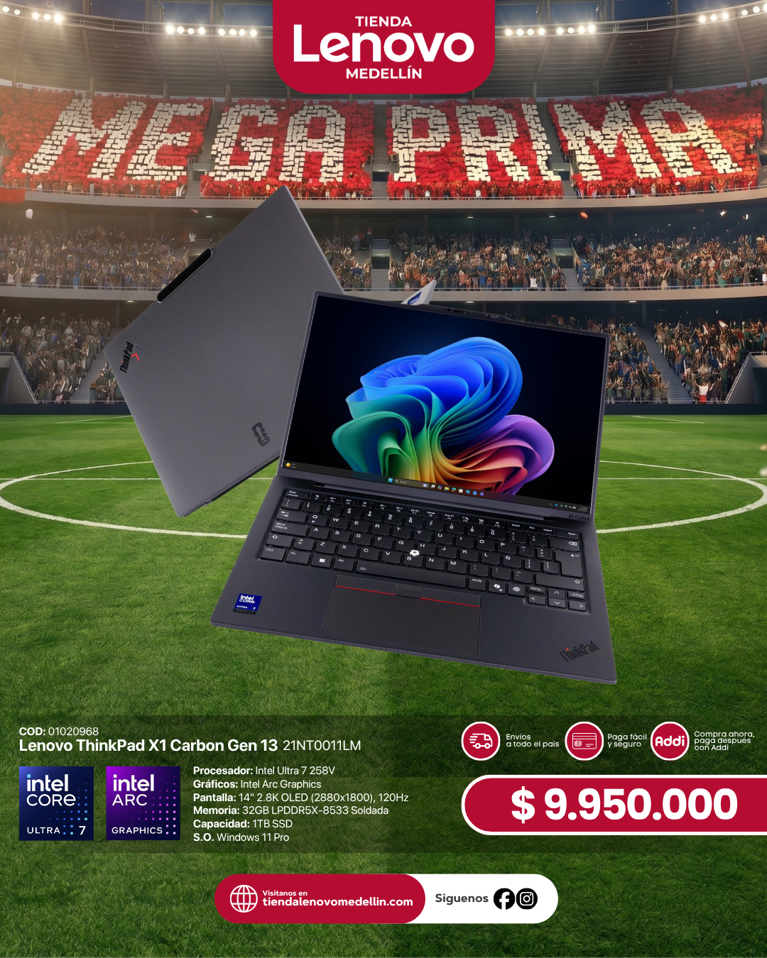 Portátil Lenovo ThinkPad X1 Carbon Gen 13 Ultra 7 258V