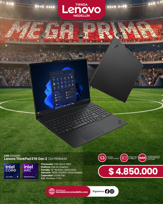 Portátil Lenovo ThinkPad E16 Gen3 Ultra 5 226V