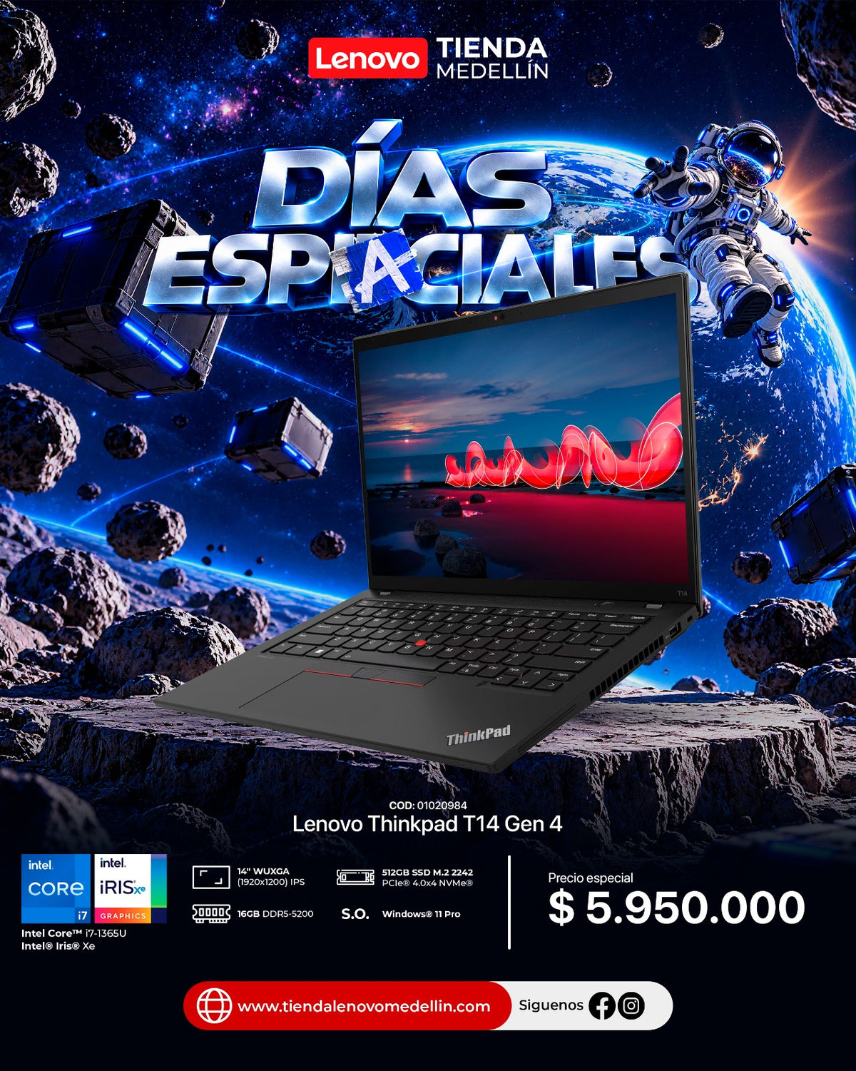 Portátil Lenovo ThinkPad T14 Gen4 CI7 1365U
