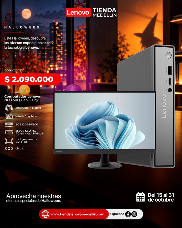 Computador Lenovo ThinkCentre Neo 50q Gen5 Tiny Core 5 210H