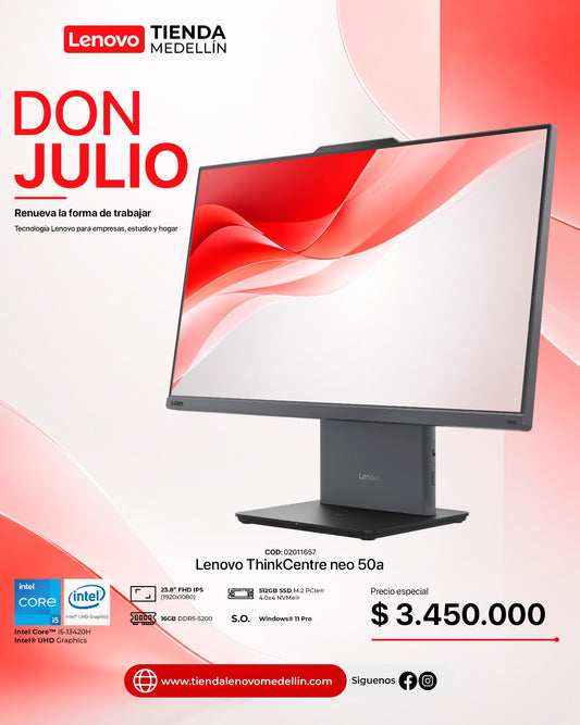 Computador Lenovo ThinkCentre AIO Neo 50a Gen5 CI5 13420H