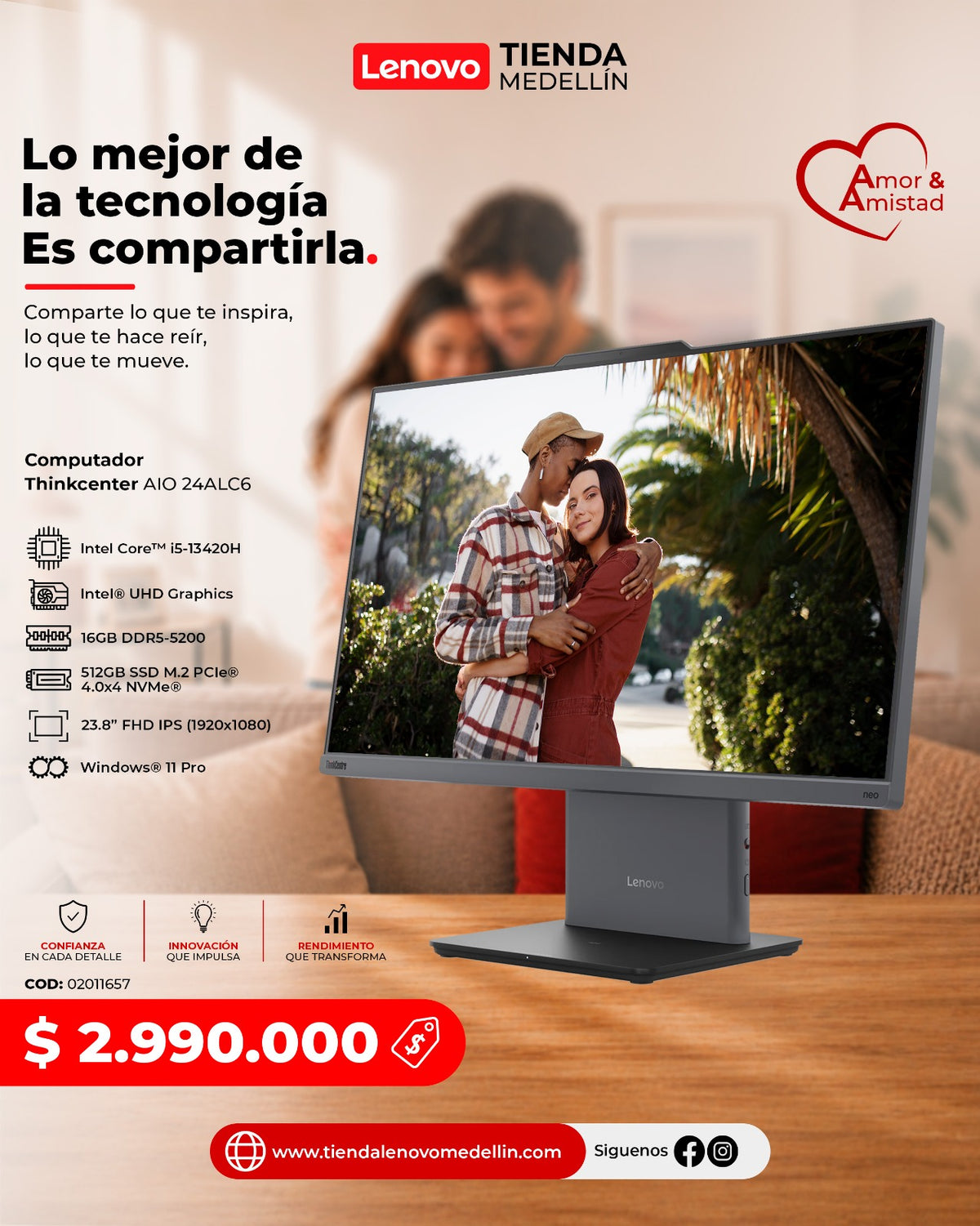 Computador Lenovo ThinkCentre AIO Neo 50a Gen5 CI5 13420H