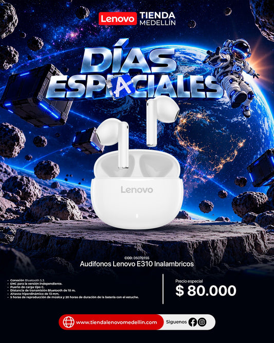 Audífonos Lenovo E310 True Inalámbricos