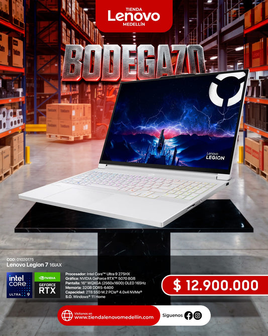 Portátil Lenovo Legion 7 16IAX10 Ultra 9 275HX