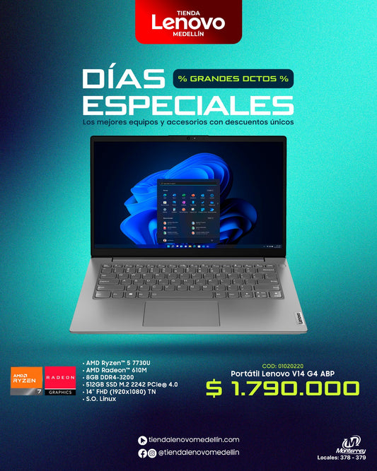 Portátil Lenovo V14 Gen4 ABP Ryzen 7 7730U