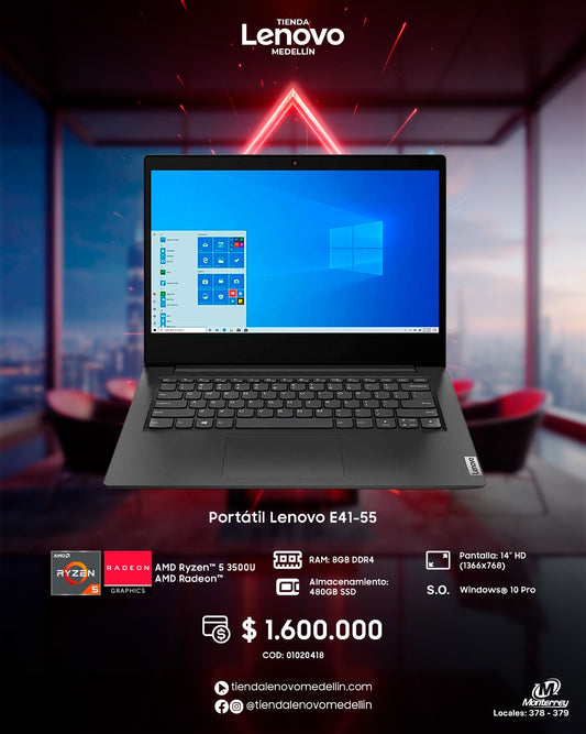 Portátil Lenovo E41-55 Ryzen 5 3500U
