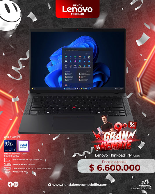 Portátil Lenovo ThinkPad T14 Gen 6 Ultra 7 255U