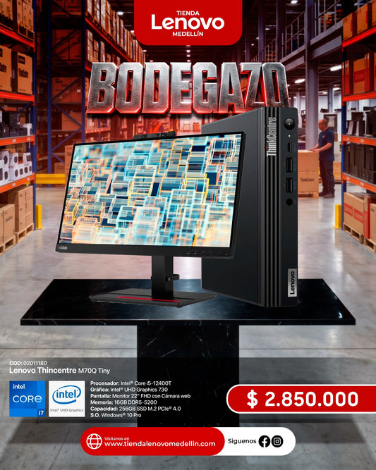 Computador Lenovo ThinkCentre M70q Gen3 Tiny CI5 12400T