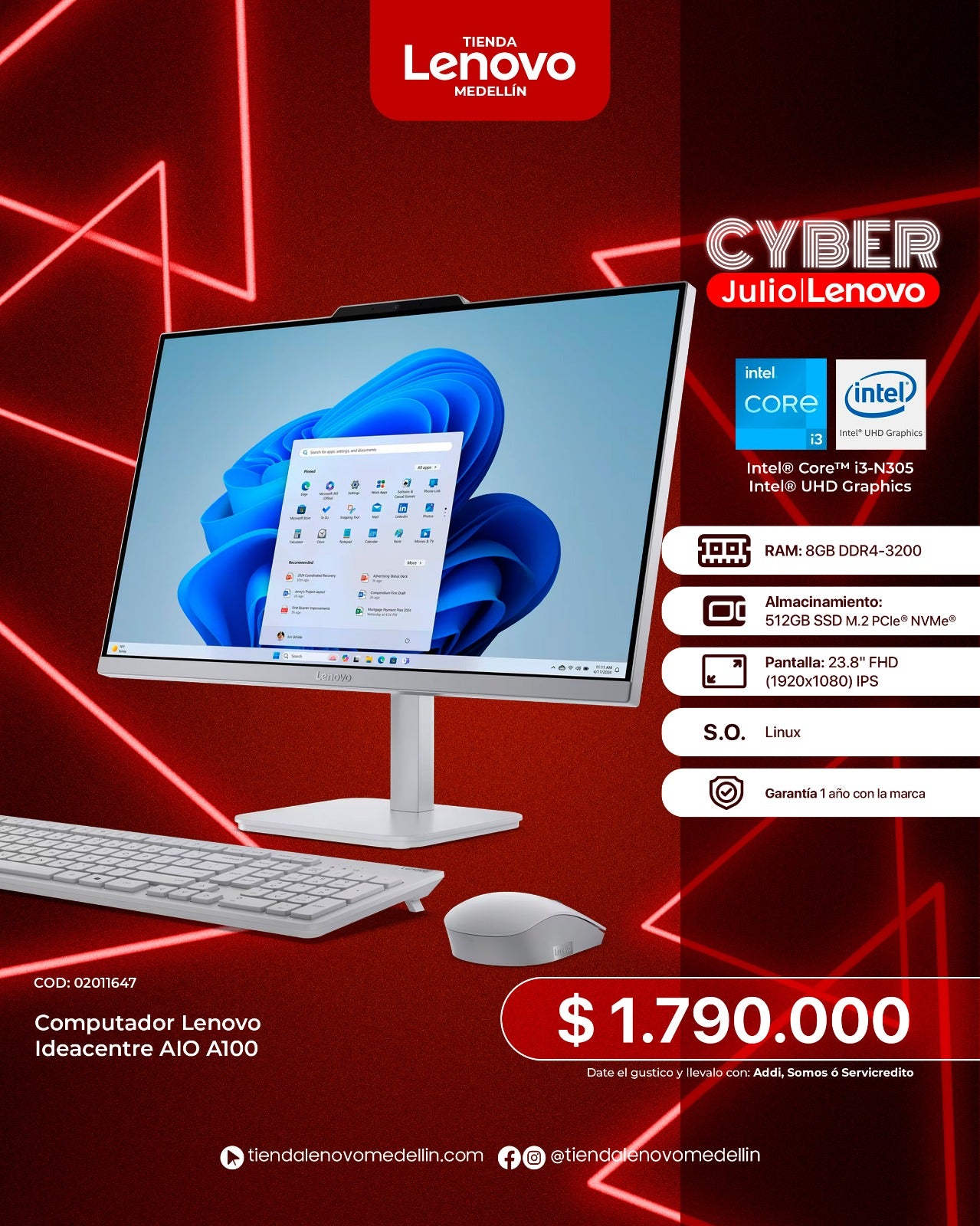 Computador Lenovo IdeaCentre AIO A100 CI3 N305