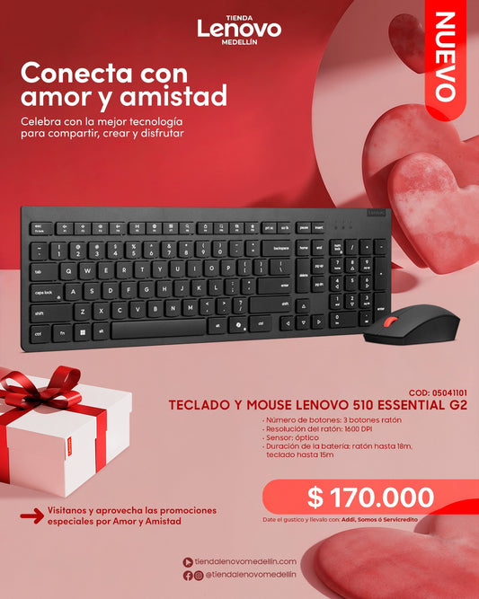 Teclado y Mouse Lenovo 510 G2 EssentiaL Inalámbrico